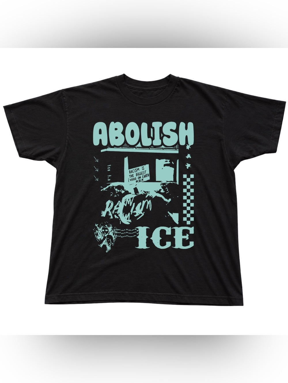 Black Abolish ICE Graphic Tee - Unisex Shirt Style Retro Y2K